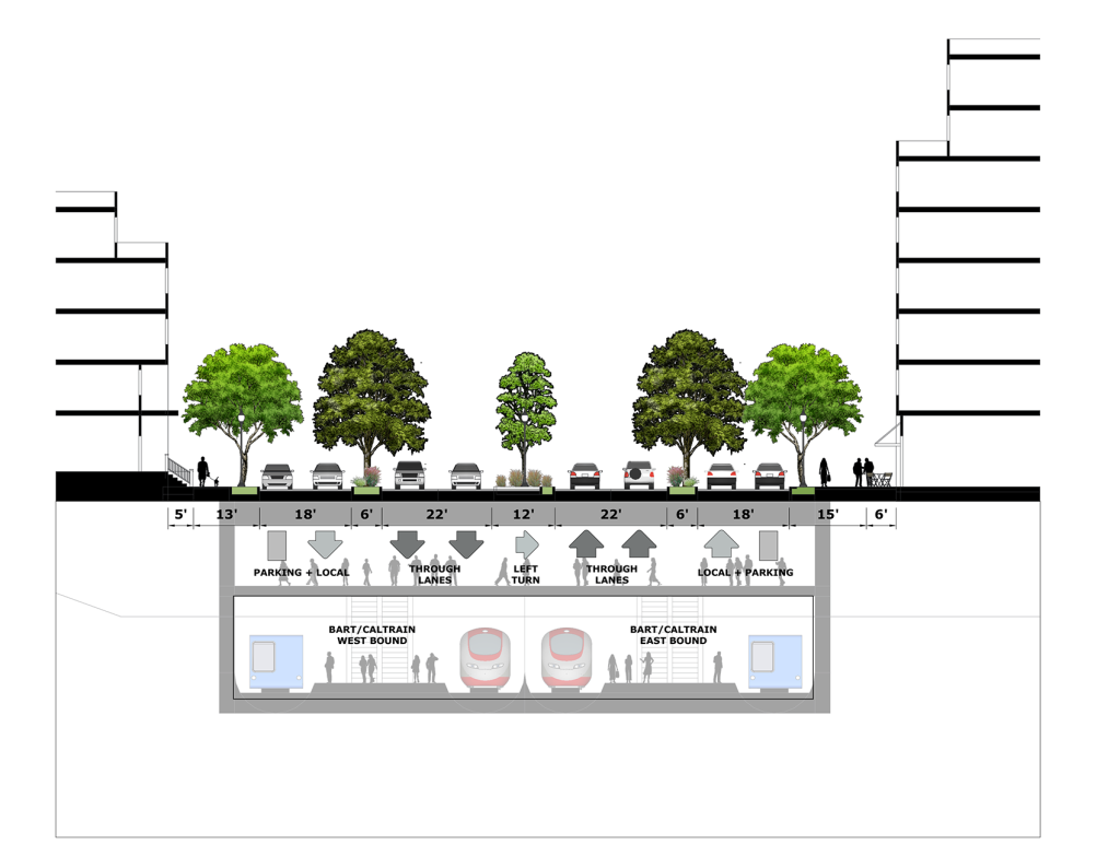 Proposed Section Detail at Bart/Caltrain